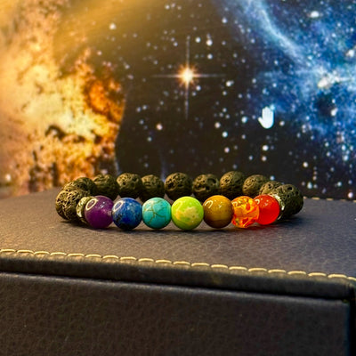 Spiritual bracelet for meditation with seven chakra stones