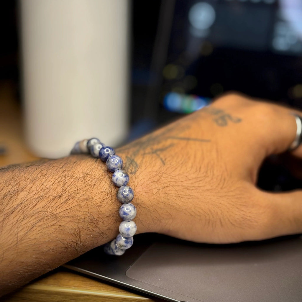 Blue sodalite crystal bracelet for positive energy