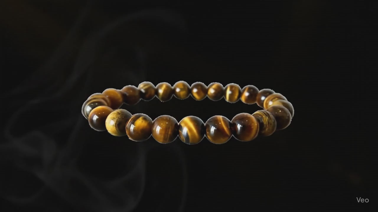 Tiger Eye bracelet with natural polished gemstone beads