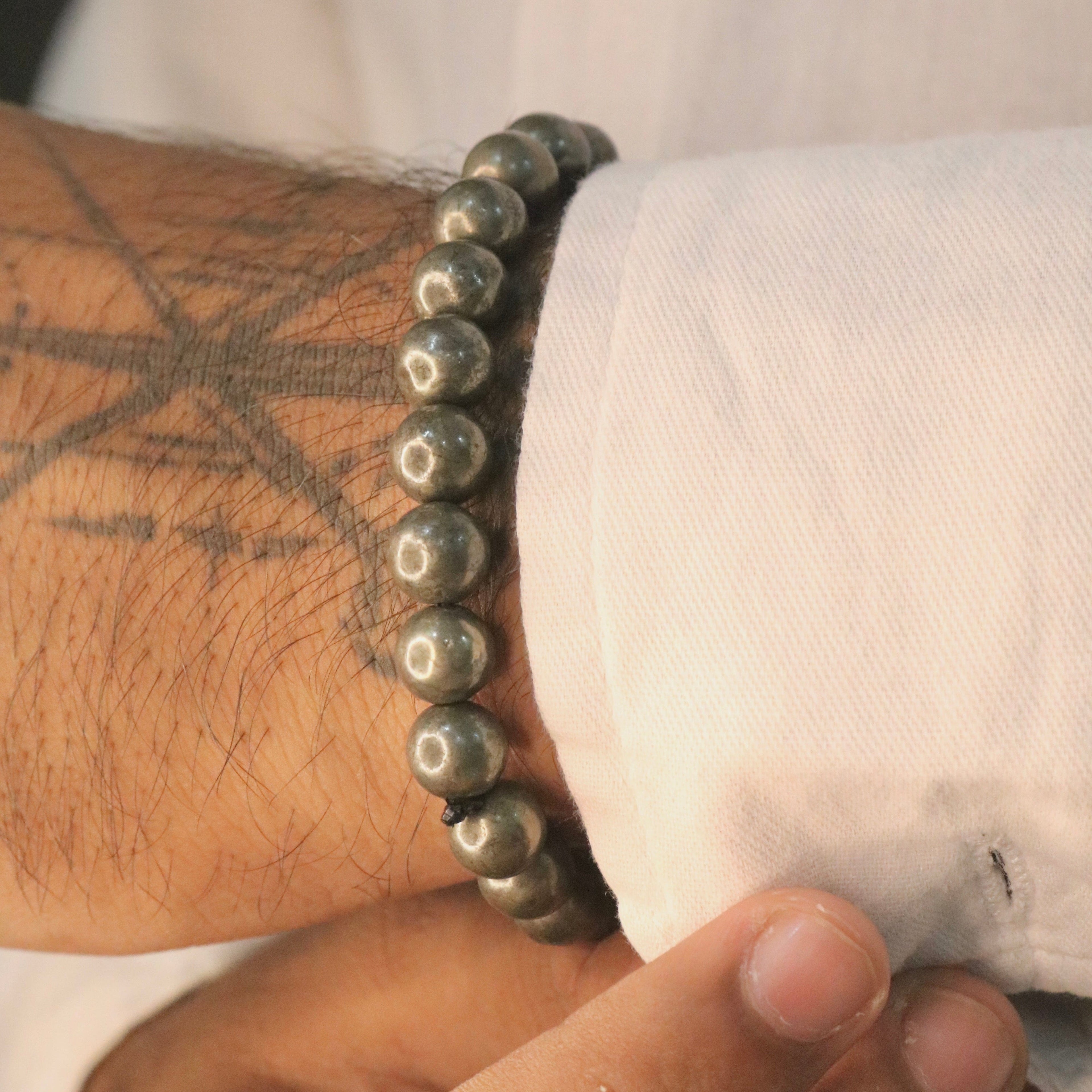 Natural pyrite crystal bracelet for wealth and confidence